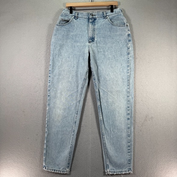 Vintage Lee Riveted Jeans Womens 16 Medium Blue Lightwash Denim High Rise Trendy - Picture 1 of 14